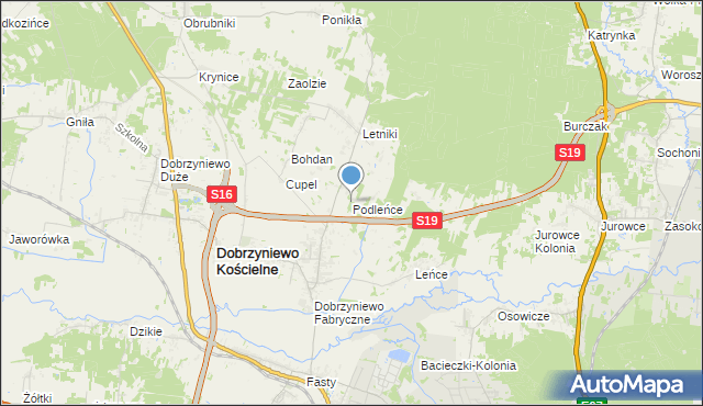 mapa Podleńce, Podleńce na mapie Targeo